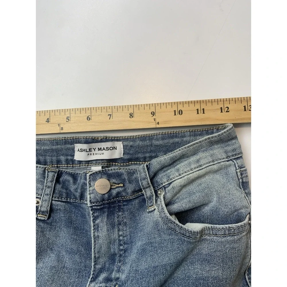 Ashley Mason Premium‎ Jeans High Rise Bootcut Cross Size 0/24 Blue Stretch Denim